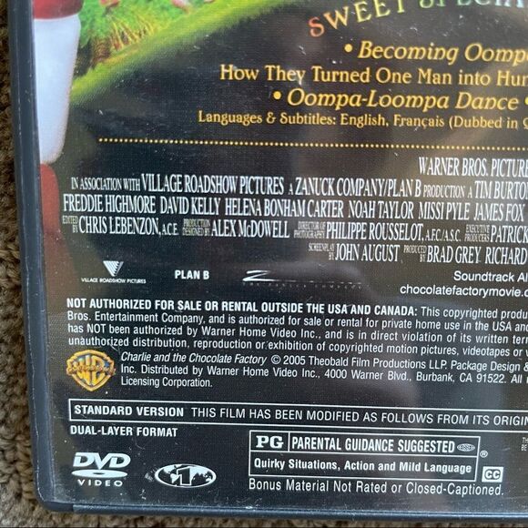 Charlie and the Chocolate Factory DVD Full Screen Edition Johnny Depp - Picture 4 of 8